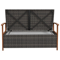 Divano da Giardino 2 Posti con Spazio Portaoggetti e Cuscini 127.5x64x81 cm in Rattan e Acciaio