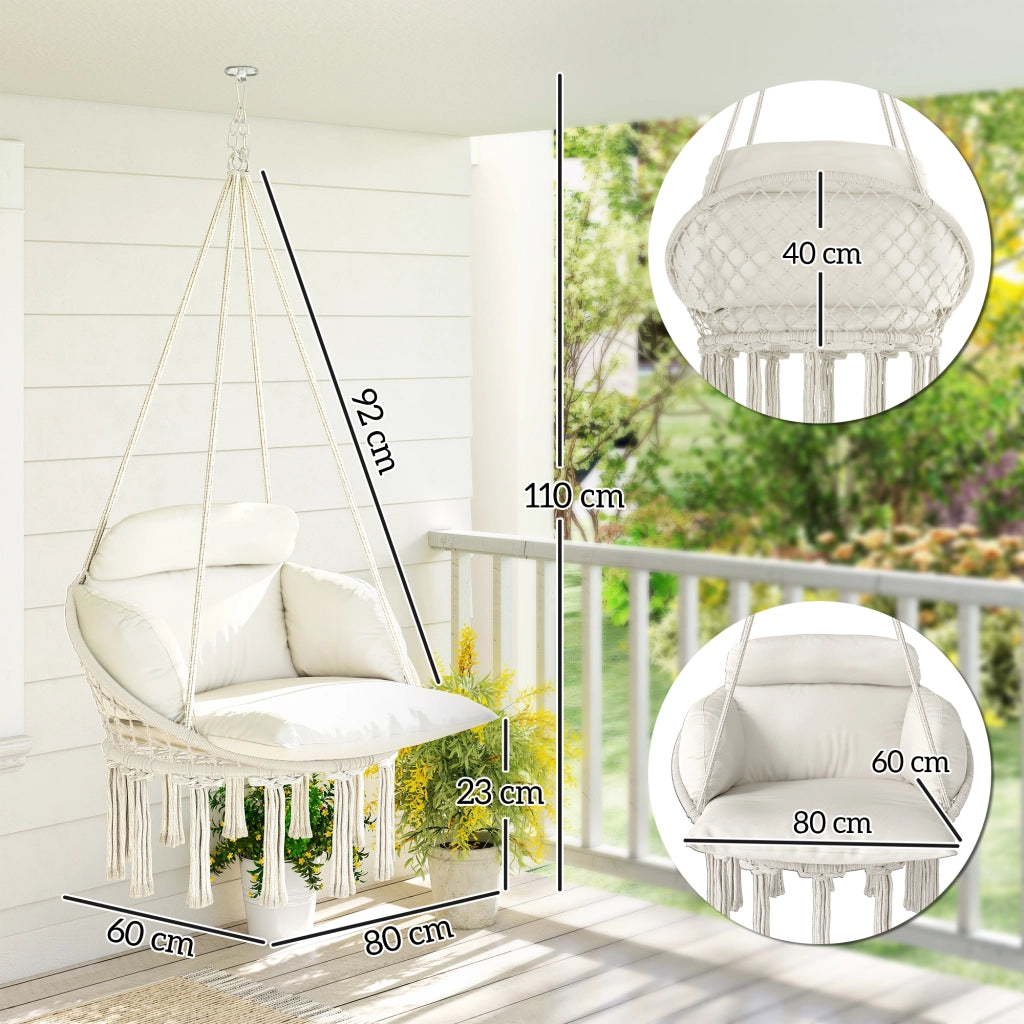 Sospensione a dondolo con cuscino ¨C zephmum ¨C crema 80x60x40 cm