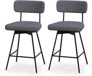 Set di Sgabelli da Bar 2, Sgabelli da Bar Girevoli 360º con Sedile Imbottito, Schienale Curvato e Poggiapiedi in Metallo, per Cucina e Sala da Pranzo (Beige/Grigio) (Grigio)
