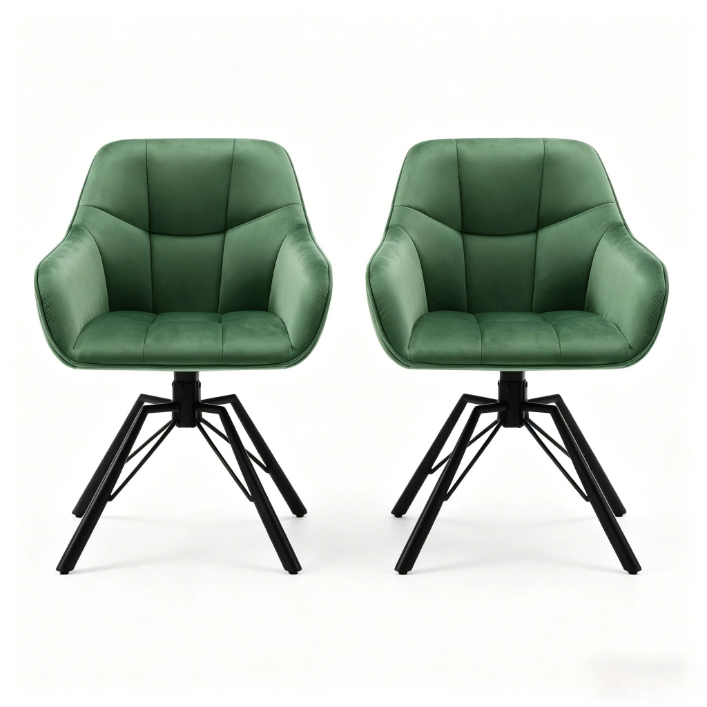 SEDIA girevole da pranzo 58,5x82,5x54,5 cm verde scuro Set da 2 pezzi