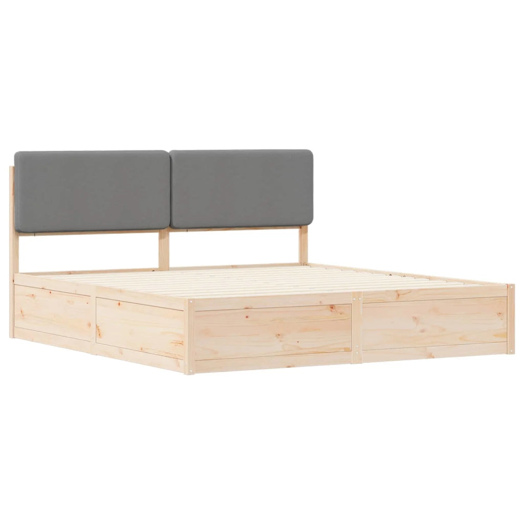 Letto con Testiera Rivestita Grigio chiaro 200 x 200 cm
