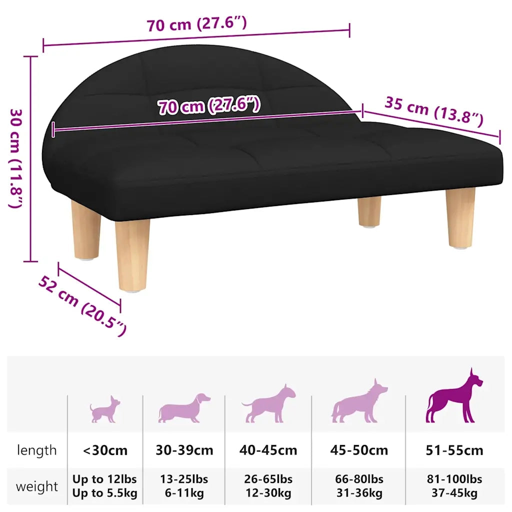 Lettino per Cani Nero 70x52x30 cm in Tessuto CFW9305142