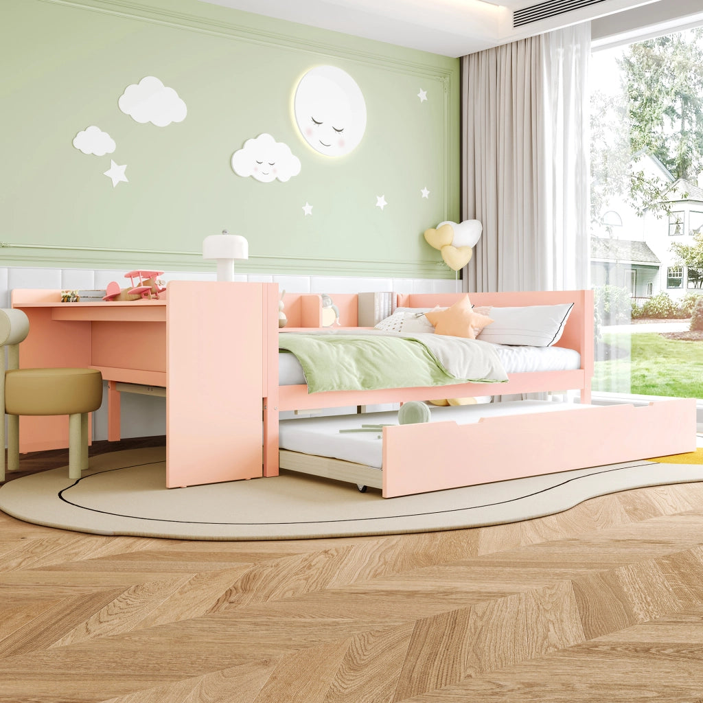 Letto Contenitore Matrimoniale Imbottito 140x200 cm con Testiera Contenitore; Rosa