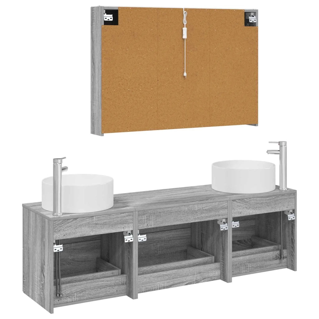 Set di mobili per il bagno 4 pcs Sonoma grigio 3407068