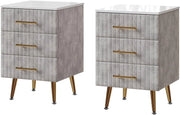 Comodino Velia, Grigio, 41 x 62 cm Set di 2