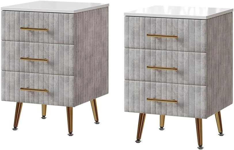 Comodino Velia, Grigio, 41 x 62 cm Set di 2