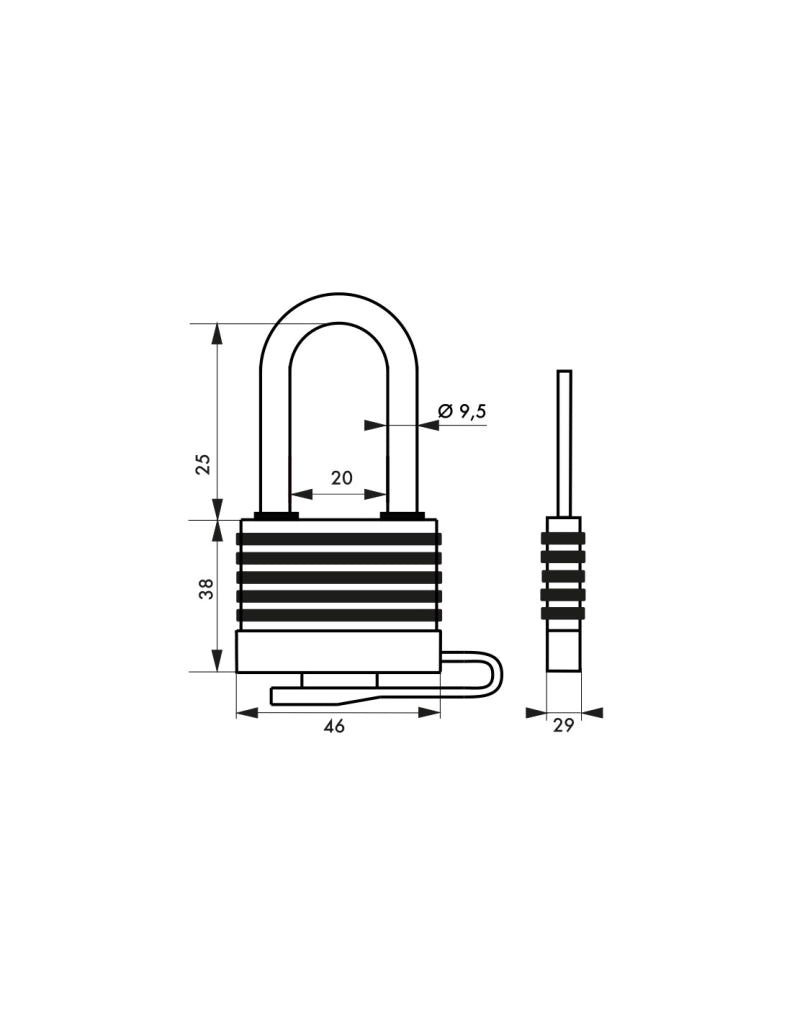 Lucchetto a lamelle, acciaio, da esterno, 40 mm rivestito in PVC, 1/2 arco in acciaio, esterno, 2 chiavi – THIRARD