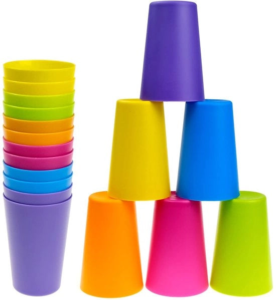 Set di bicchieri in plastica riciclabile 12 pezzi - Bicchieri festivi colorati - Bicchieri antilebbi - 160 ml - Design sicuro e comodo