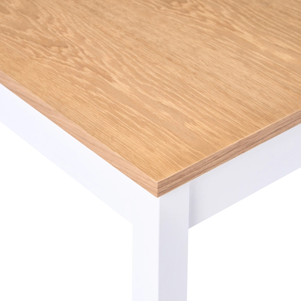Tavolino da pranzo in MDF impiallacciato rovere chiaro con gambe in pino bianco 80 x 80 cm