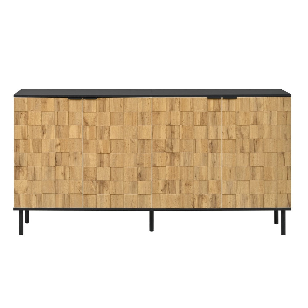 Credenza 2 Ante con Ripiani ¨C MINIMAL ¨C Truciolato, Gambe in Metallo, Legno
