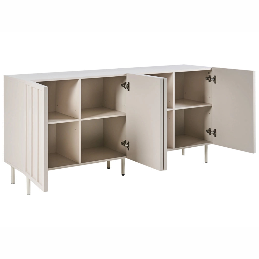 Credenza beige chiaro MDF 4 ante Gambe in metallo Cashmere Design moderno Camera da letto