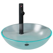 Lavabo da bagno diametro 42 cm con rubinetto e scarico a pulsante vetro temperato 02_0002850