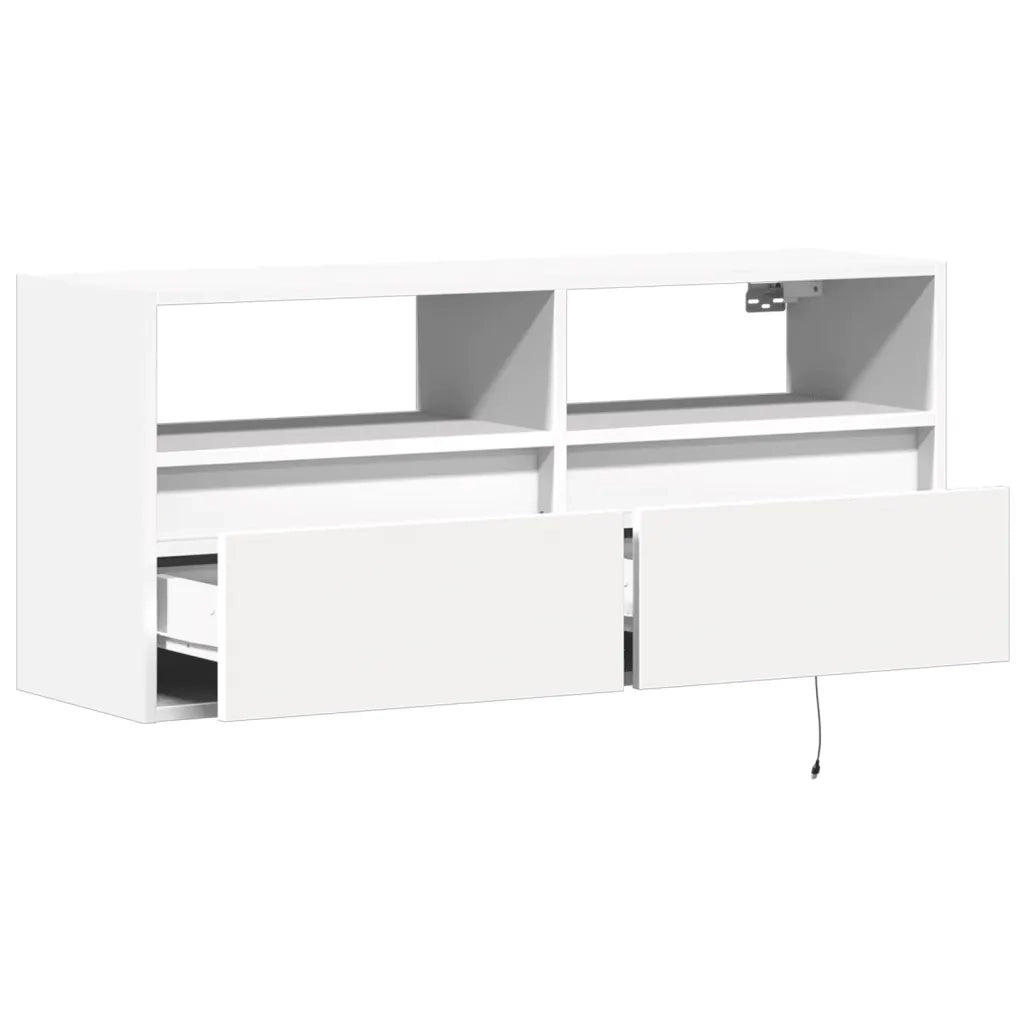 vidaXL Mobile TV a Parete con Luci LED Bianco 100x31x45 cm