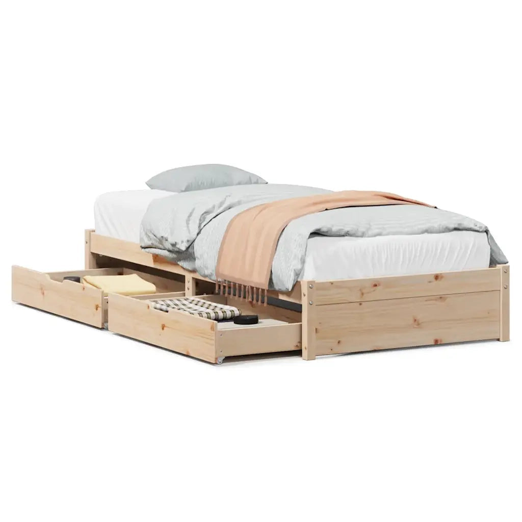 Letto senza Materasso-Struttura Letto 75x190 cm in Legno Massello Pino 947737
