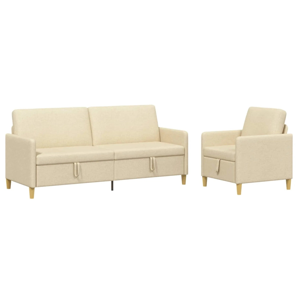 Set di Divani con Storage 2 pcs Crema Poliestere 3429239