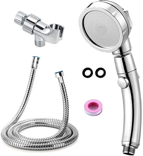 Set di doccia per bagno - doccia a mano con tubo in acciaio inossidabile 150 cm e gancio regolabile, risparmio di acqua ad alta pressione, alta resistenza termica, getto d'acqua duraturo
