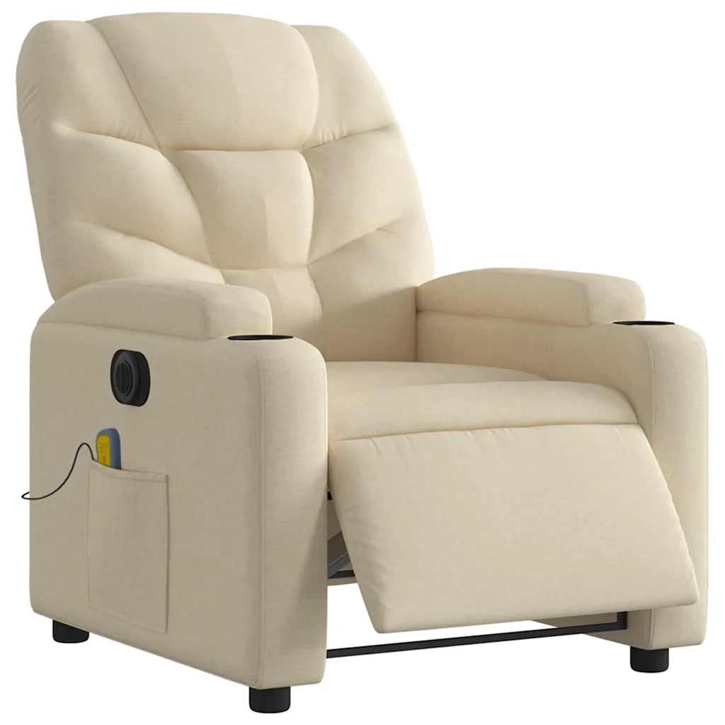 Poltrona Reclinabile Massaggiante Elettrica Crema in Tessuto 3204593