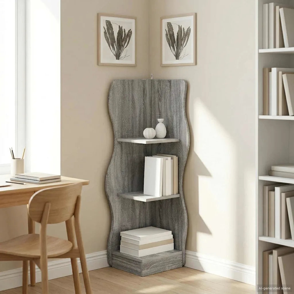 Mensola angolare con lo scaffale Grigio Sonoma 34 x 33 x 102 cm 899942