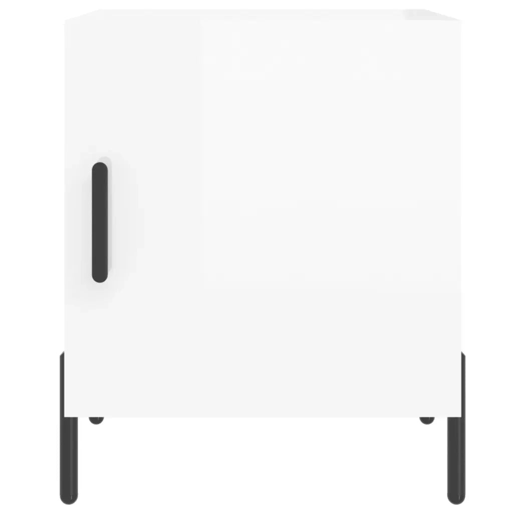 Set di 2 Comodini | Armadio da Notte | Mobiletto da notte Bianco Lucido 40x40x50 cm in Legno Multistrato