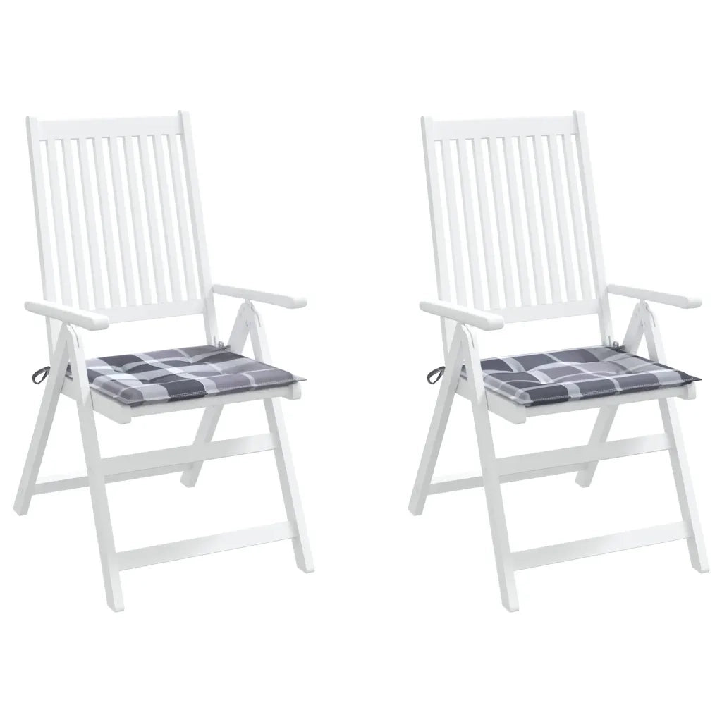 Cuscini Sedie Giardino 2 pz a Quadri Grigi 40x40x3 cm Tessuto cod mxl 41074