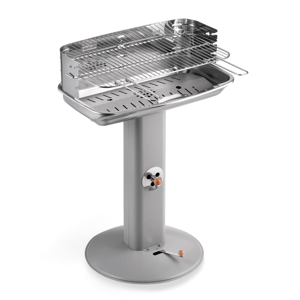 Barbecue a Carbone Venus 608/c Ompagrill Gamba a Colonna con Areazione in Acciaio Verniciato Grigio