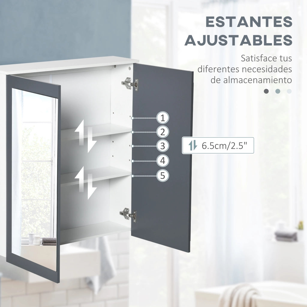 Armadietto Bagno con Specchio e Ripiani Regolabili ¨C zephmum ¨C 69x17x75,5cm Bianco