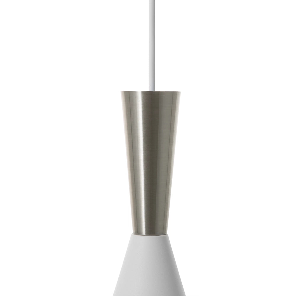 Lampada a sospensione a sospensione con paralume bianco cono geometrico dal design moderno e minimalista