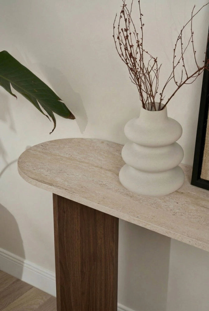 Consolle in legno "Sira" - 150 x 35 x 75 cm - Travertino