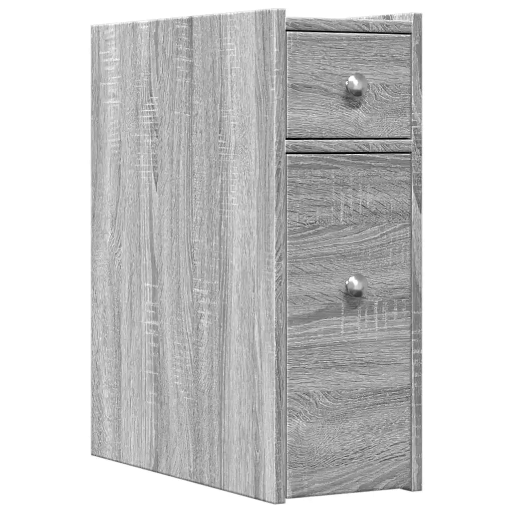 Armadietto da Bagno Stretto con Ruote Grigio Sonoma Truciolato 855291