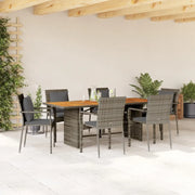 Set da Pranzo da Giardino 7 pz con Cuscini in Polyrattan Grigiocod mxl 113756