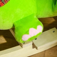 Cavallo a Dondolo con Ruote, Cavalluccio a Dondolo a Forma di Drago per Bambini 18-36 Mesi, in Legno e Peluche Verde