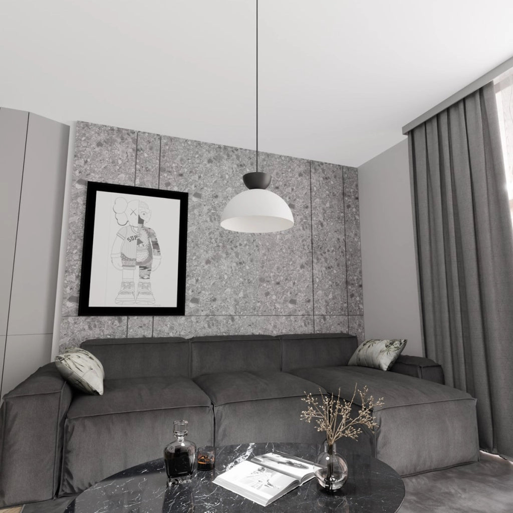 Lampada a sospensione Lunaro in acciaio bicolore bianco e nero