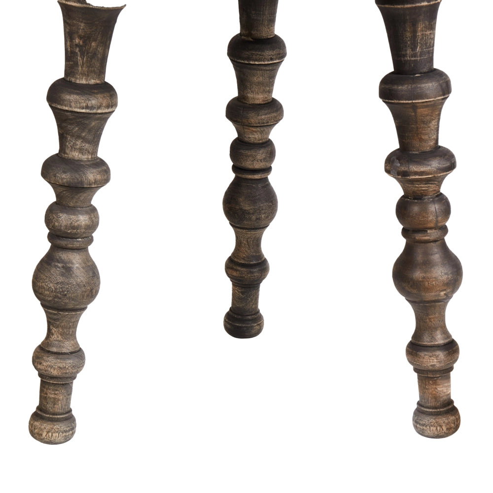 Set di 2 tavolini in legno di mango scuro con base rotonda Design tradizionale