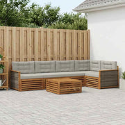 Set di divani da esterno 6 pz Naturale e Grigio Chiaro 3383379