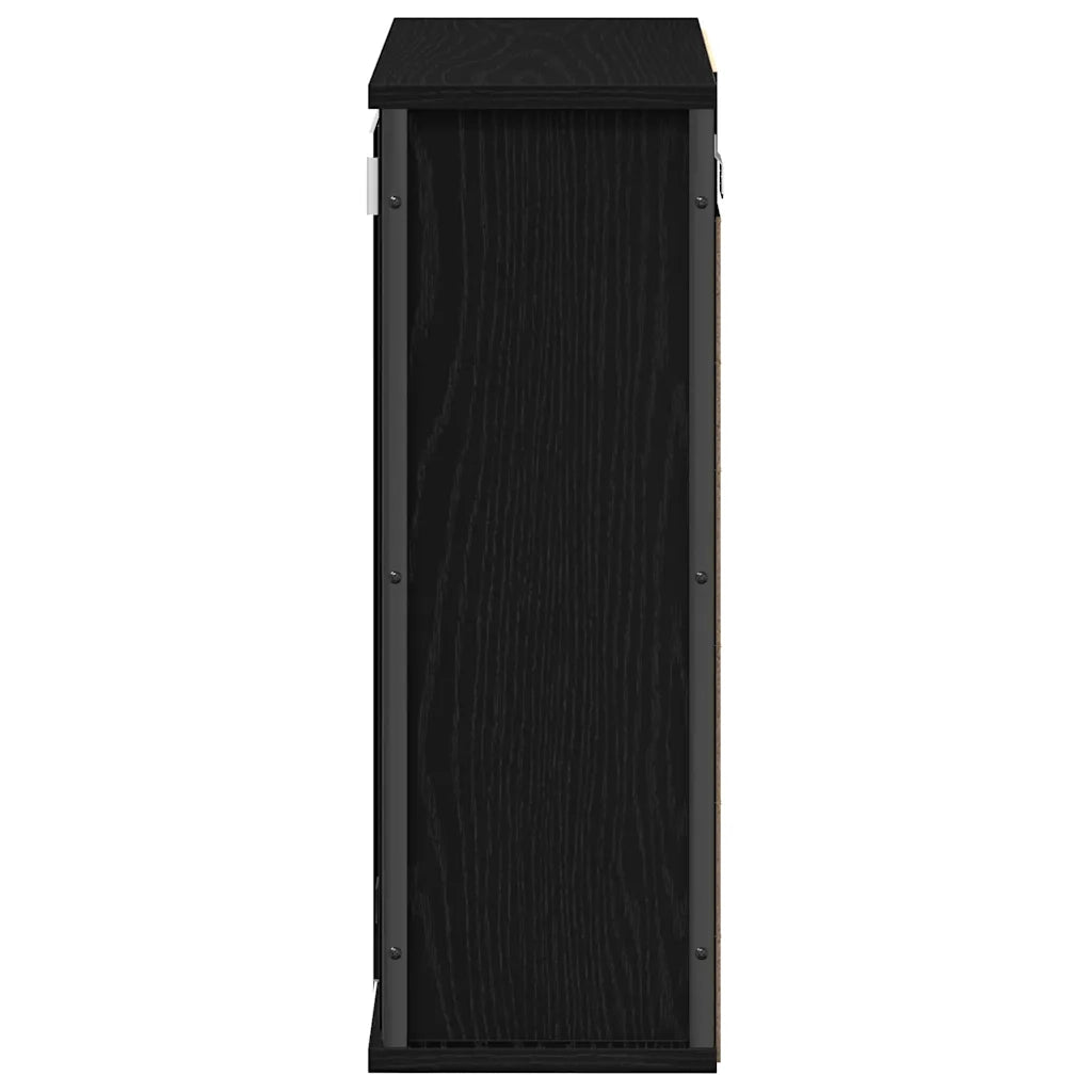 vidaXL Pensile da Bagno con Specchio Rovere Nero 50x21x60 cm