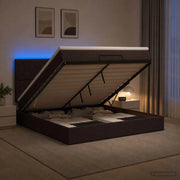 Letto Ottomano con Materasso e LED Marrone Scuro 140 x 200 cm 3458162