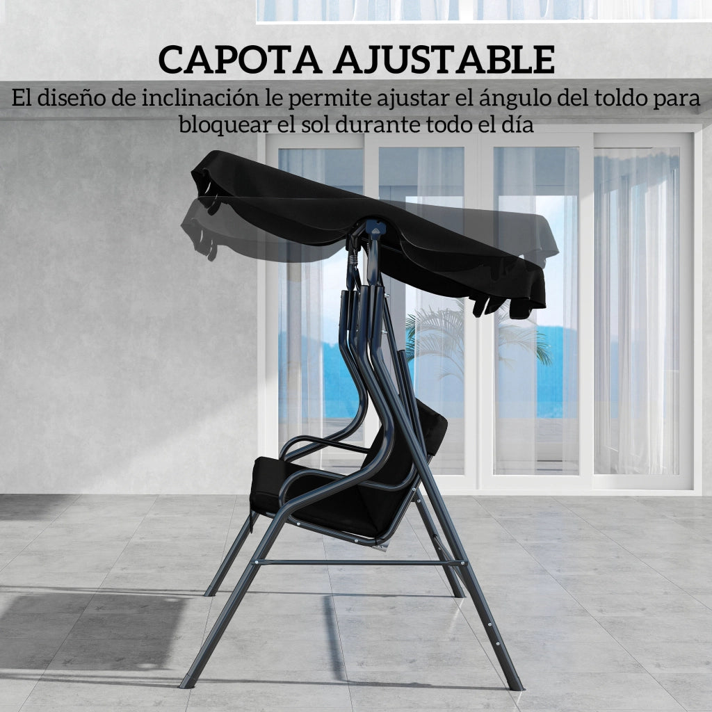 Altalena da Giardino con Tettoia ¨C zephmum ¨C Nero Acciaio 170x110x153 cm