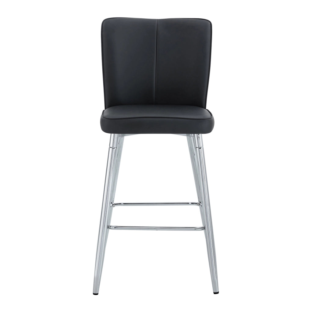 Set di 2 sgabelli da bar 63x44x101 cm in similpelle nera e metallo argento