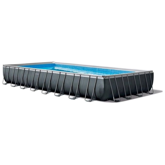 Intex 26374NP Piscina Fuori Terra Ultra XTR Frame Rettangolare Pompa Filtro 10500 L-h Scaletta Telo Base e Copertura 54368 L Acciaio e PVC Grigio 975x488x132 cm 975x488x132 cm Rettangolare