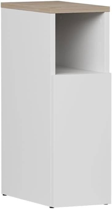 Comodino camera da letto Enton, Bianco, 20 x 59.5 cm con 1 porta, adatto come superficie d'appoggio accanto al letto