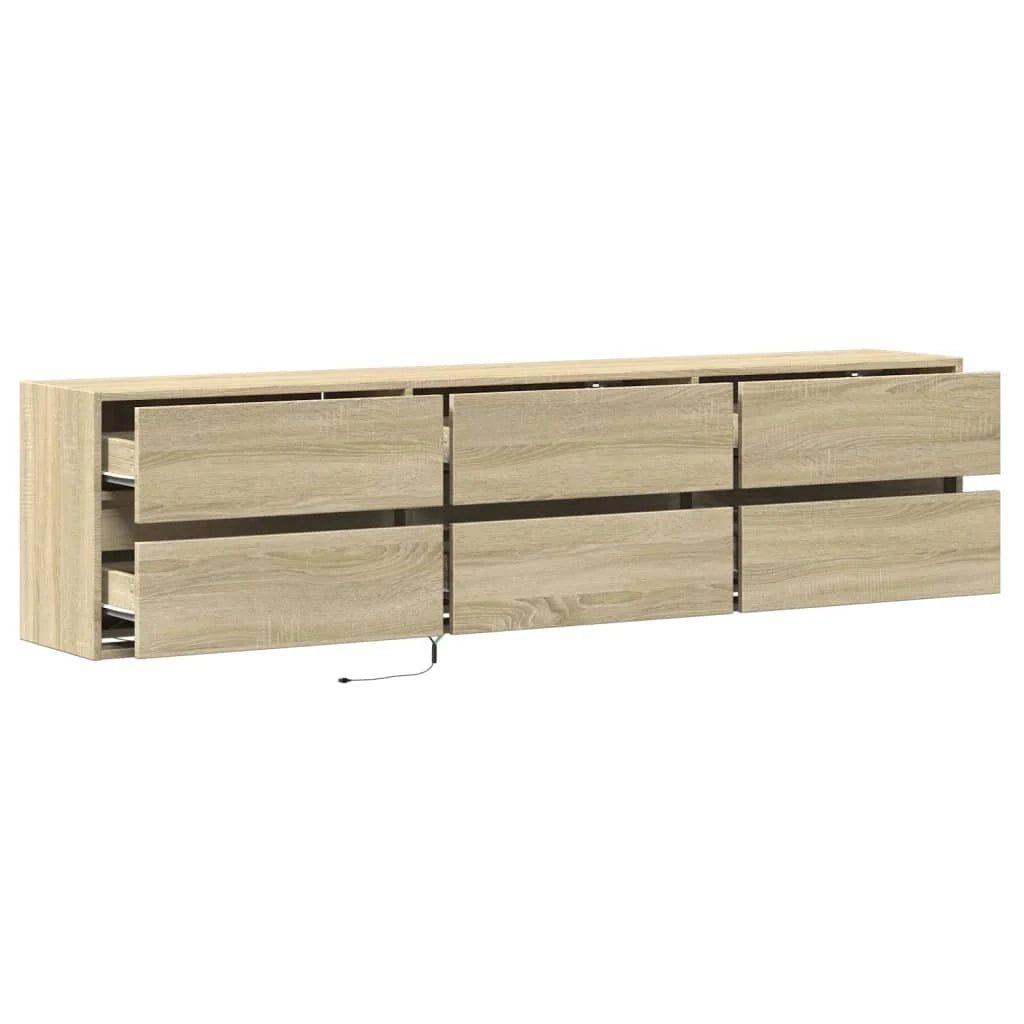 Mobile TV multimediale scaffale TV credenza mobile TV sala da pranzo soggiorno camera da letto a parete con illuminazione a LED rovere Sonoma 180 x 31 x 45 cm marrone 02_0027829