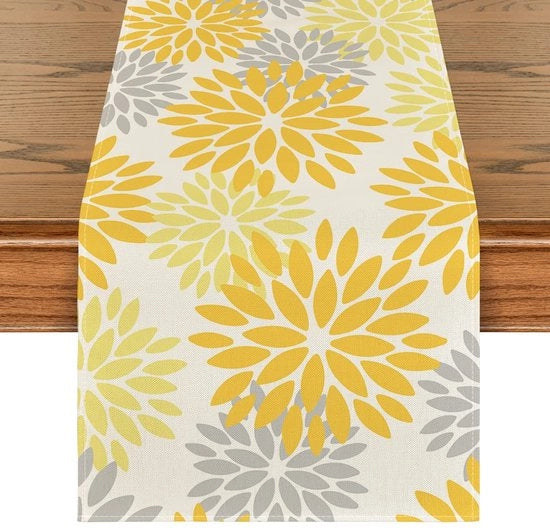 Fiori di Dahlia in Stile Fashion, Tavolo da Cucina Decorativo Estivo, Decorazione Interna per Feste, Dimensioni 40x180 cm