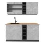 Vicco Cucina completa Calcestruzzo/antracite 160 cm senza piano di lavoro