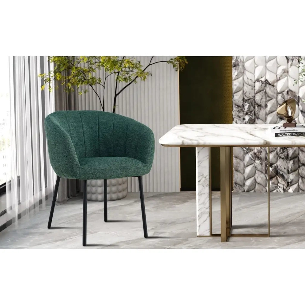 Sedia SEVILLA – Tessuto verde – Piedi in metallo nero – H79 x L57 x P62 cm