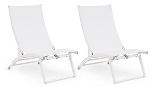 Set 2 Poltrone da Giardino 53x166,5x90 cm in Alluminio Taylor Bianco