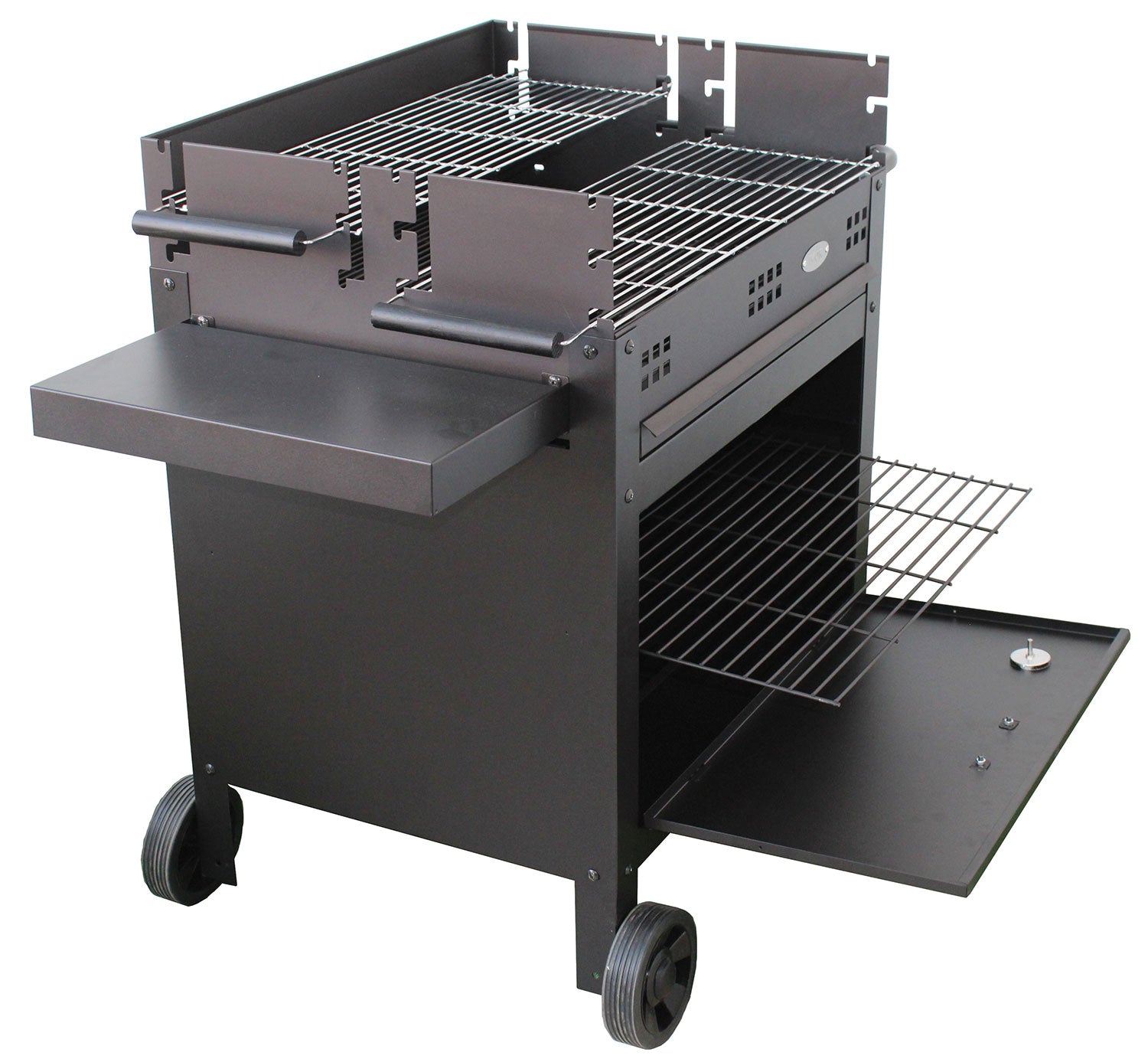 Barbecue a Legna e Carbone 120x60x92 cm con Forno per Pizza in Acciaio Etna Nero