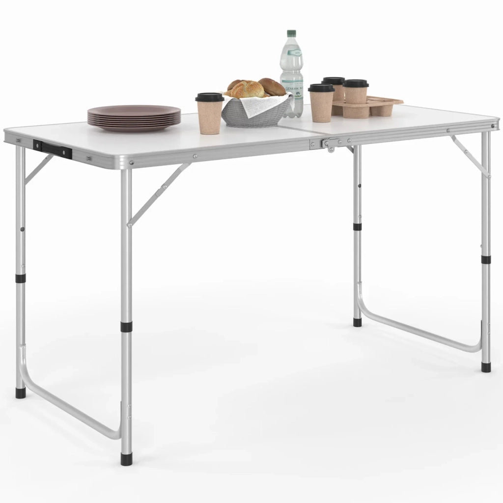 IDMarket - Tavolo da campeggio pieghevole regolabile in altezza da 120 cm