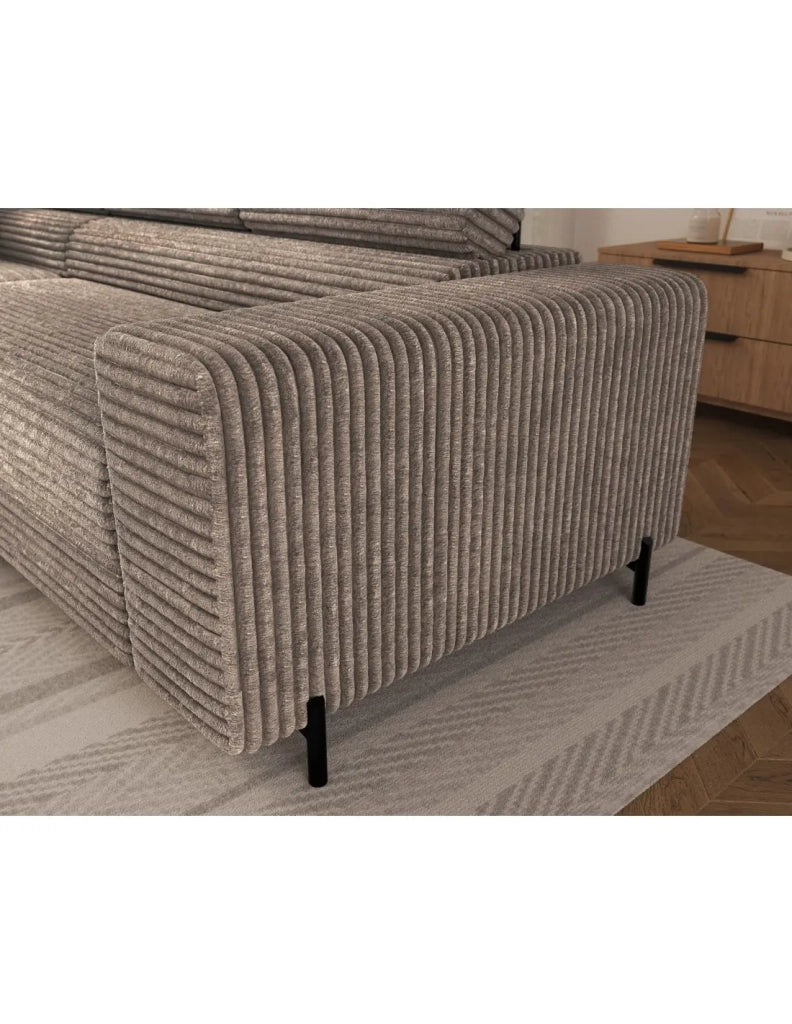 Divano ad angolo COLESIA convertibile 5 posti marrone chiaro velluto a coste – sinistra – 274x200cm