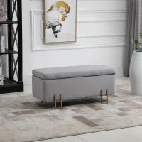 Panca Contenitore Imbottita per Soggiorno e Camera da Letto, 100 x 40 x 42 cm, Grigio