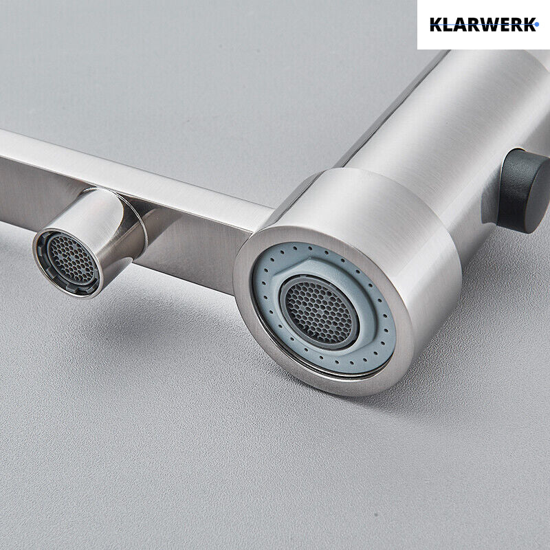 Bernd | Rubinetto da cucina a osmosi a molla a 3 vie argento Rubinetto con filtro in acciaio inossidabile spazzolato | Miscelatore da ristorante